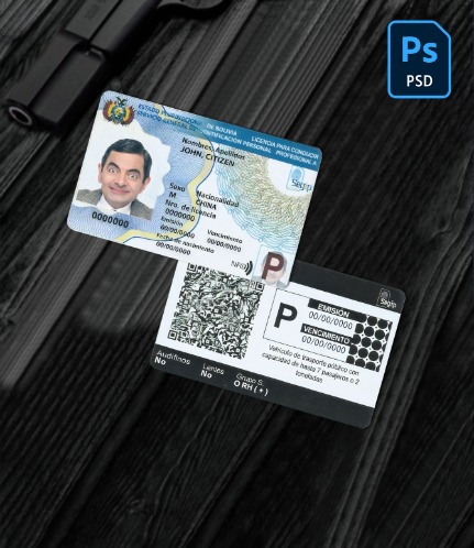 Bolivia driving license template (2017 – present) PSD